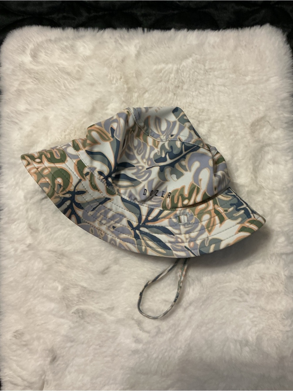 Kids Tropical Leaf Bucket Hat in Blue, Green & Tan